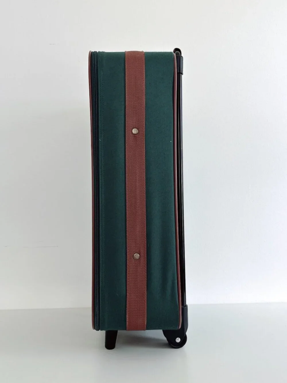 VINTAGE POLO RALPH LAUREN SUITCASE HUNTER GREEN CANVAS DESIGN BROWN LEATHER TRIM